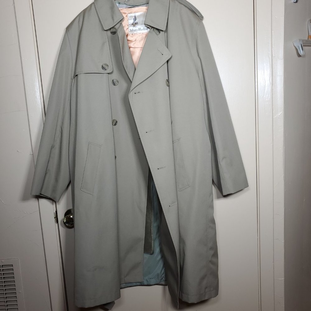 Vintage 80's Men's Beige Double Breasted Trench Coat - 46R - Misty Harbor - Like - Picture 13 of 14